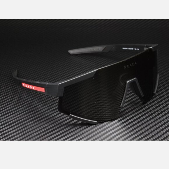 Prada Linea Black Rubber Men's 39mm Sunglasses - Picture 3 of 5